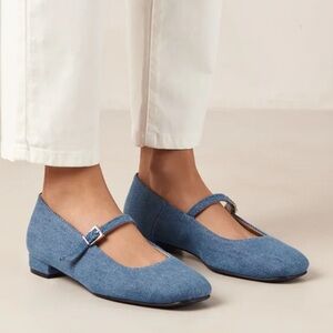 NEW Alohas Por Do Sol Leather Ballet Flats Denim Blue Classic Versatile Size 40